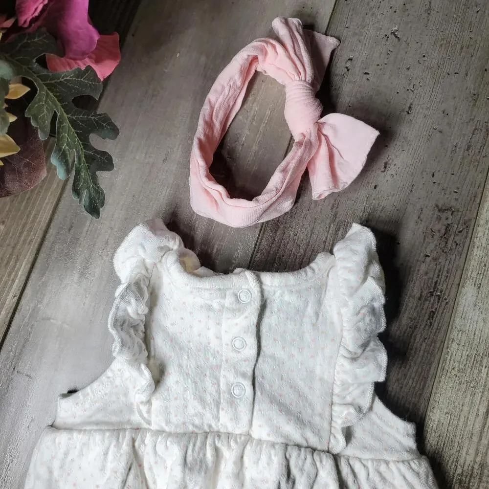 Starting Out Cotton White & Pink Polka Dot Bunny Rabbit Baby Girl Outfit Size 6M - Picture 11 of 11